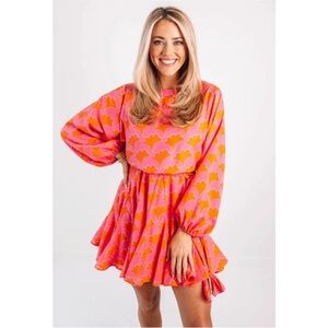 J.marie clementine rope dress orange and pink dress with belt